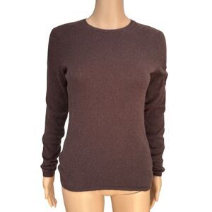 Charter Club 100% 2-ply Cashmere Brown Long Sleeve Crew Neck Sweater size XS
